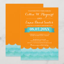 Invitación de boda náutica a naranja