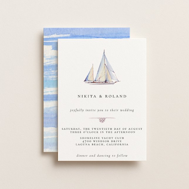 Invitación de boda náutica con barco de vela en ac (Subido por el creador)