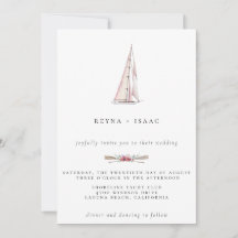 Invitación de boda náutica con velero acuarela
