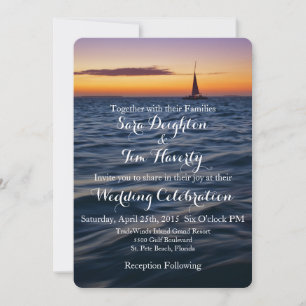 Invitación de boda náutica contemporánea Sunset Sa