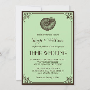 Invitación de boda náutica de playa en verde menta