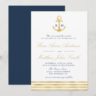invitación de boda náutica moderna