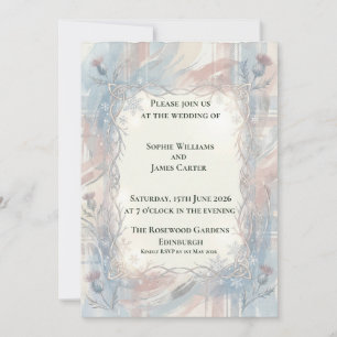 Invitación de boda Navy Celtic Thistle