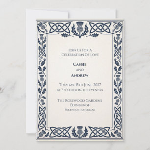 Invitación de boda Navy Celtic Thistle