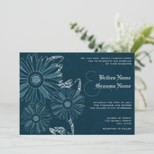 Invitación de boda Navy Gerber Daisy