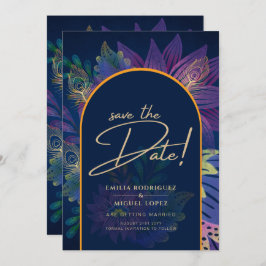 INVITACIÓN de Boda Navy Púrpura Dorado TONOS PRECI