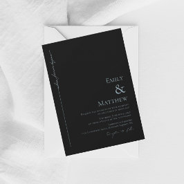 Invitación de boda negra azul donde comienza para