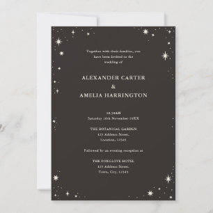 Invitación de boda negra de la estrella del tarot 