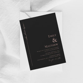 Invitación de boda negra donde comienza para siemp
