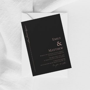 Invitación de boda negra donde comienza para siemp