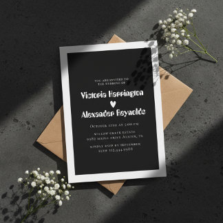 Invitación de boda negra moderna