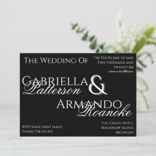 Invitación de boda negra y blanca de Papel Picado