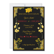 Invitación de Boda Negra y Dorada