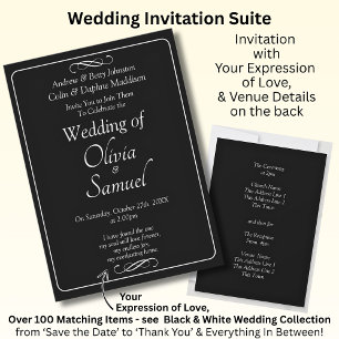 Invitación de Boda Negro y Blanco con Infinito