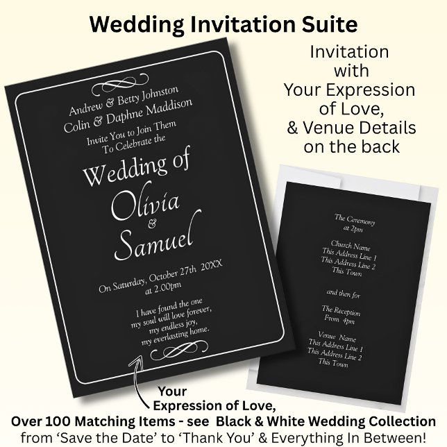 Invitación de Boda Negro y Blanco con Infinito (Subido por el creador)