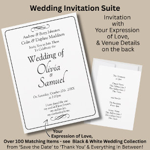Invitación de Boda Negro y Blanco con Infinito