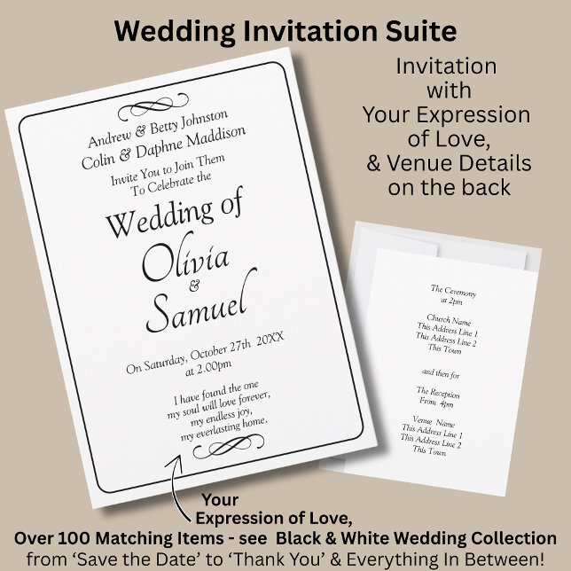 Invitación de Boda Negro y Blanco con Infinito (Subido por el creador)