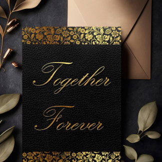 Invitación de boda negro y dorado Juntos para Siem