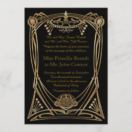 Invitación de boda negro y oro