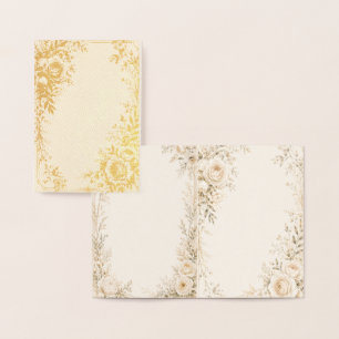 Invitación de boda neutral con florales refinados