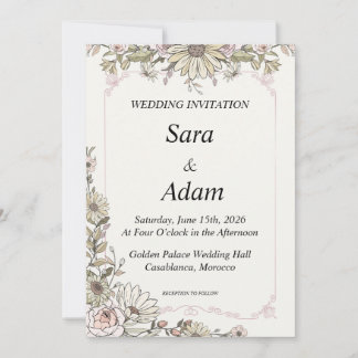 Invitación de boda neutral de lujo