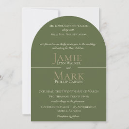 Invitación de boda neutral oliva y beige