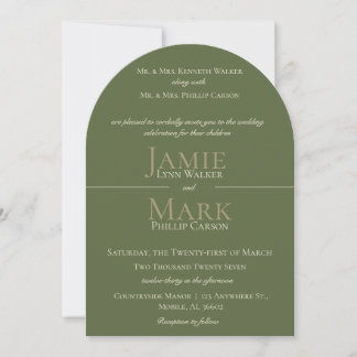 Invitación de boda neutral oliva y beige