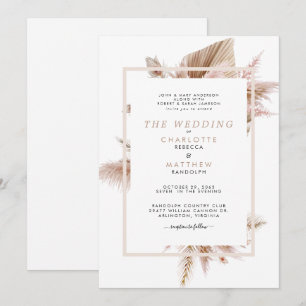 Invitación de Boda Neutral Pampas para Ambos Padre