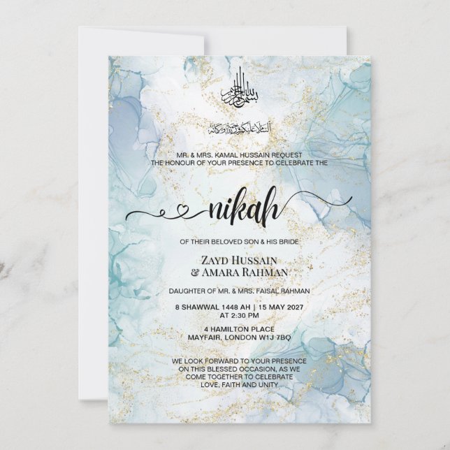 Invitación de Boda Nikah | Diseño Islámico Minimal (Anverso)