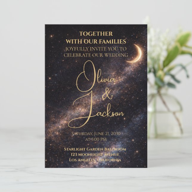 Invitación de Boda Noche Estelar Celestial (Anverso de pie)