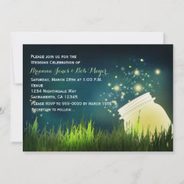 Invitación de boda nocturna con tarro de Mason y l