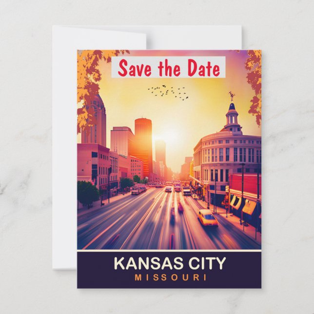 Invitación de boda nocturna en el centro de Kansas (Anverso)