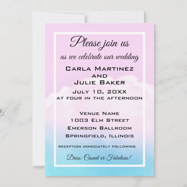 Invitación de Boda Nube Nupcial (Anverso)