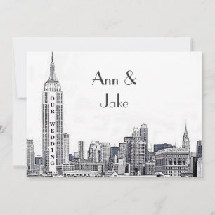 Invitación de boda NYC Skyline 01 grabada