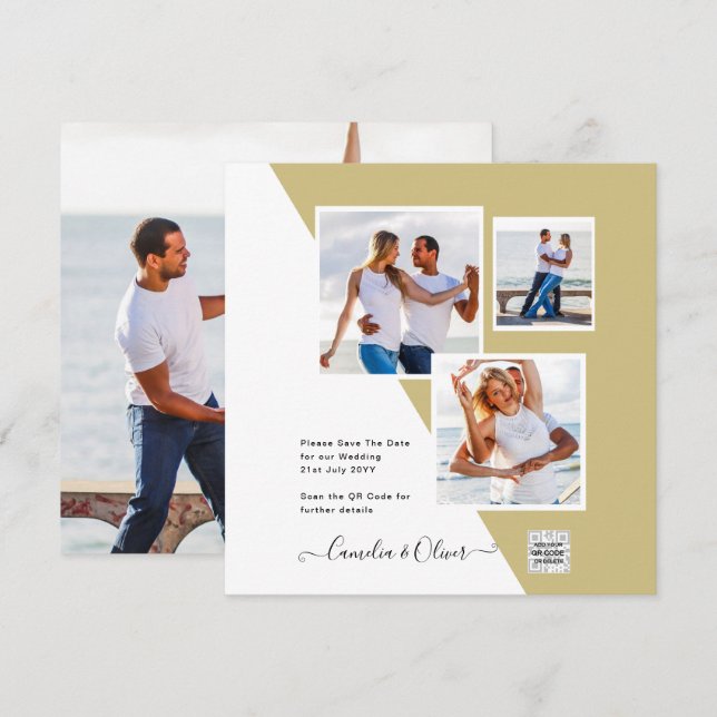 Invitación de boda o aviso de fecha con código QR  (Anverso / Reverso)