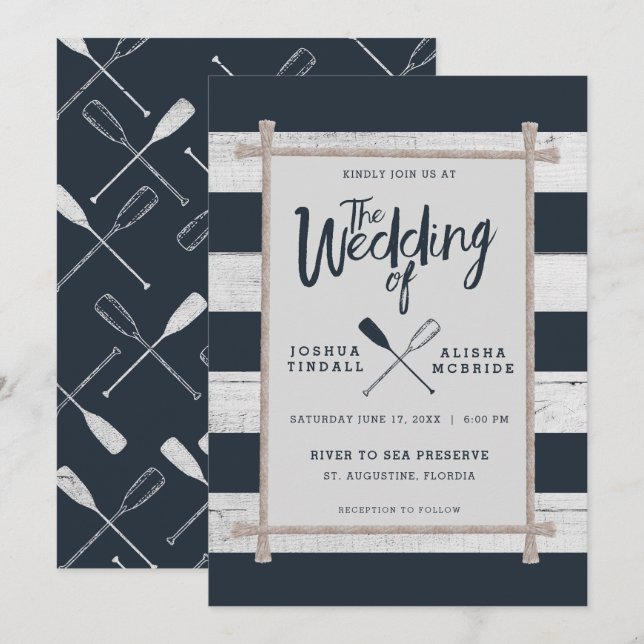 INVITACIÓN DE BODA| Oars rusos náuticos (Anverso / Reverso)