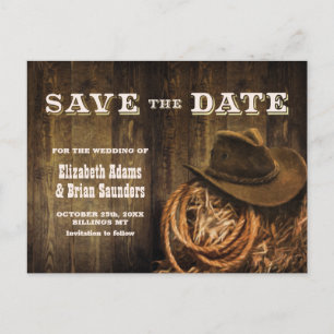Invitación de boda occidental de madera rústica