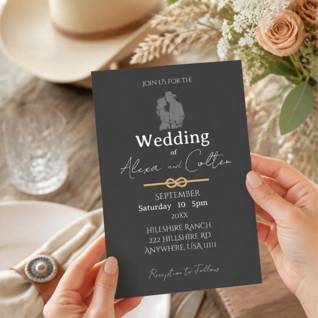 Invitación de boda occidental minimalista gris osc (Subido por el creador)