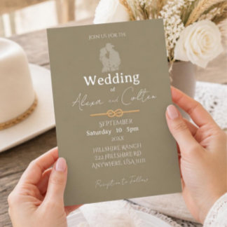 Invitación de boda occidental minimalista marrón s