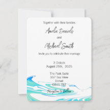 Invitación de boda Ola Azul y Verde
