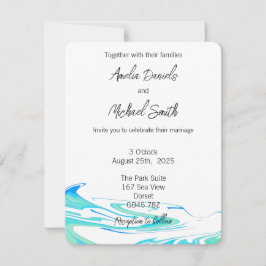 Invitación de boda Ola Azul y Verde