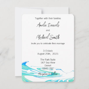 Invitación de boda Ola Azul y Verde