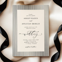 Invitación de boda Old Money con rayas negras