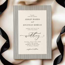 Invitación de boda Old Money con rayas negras