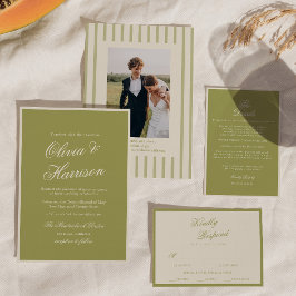 Invitación de boda Olive Green Old Money