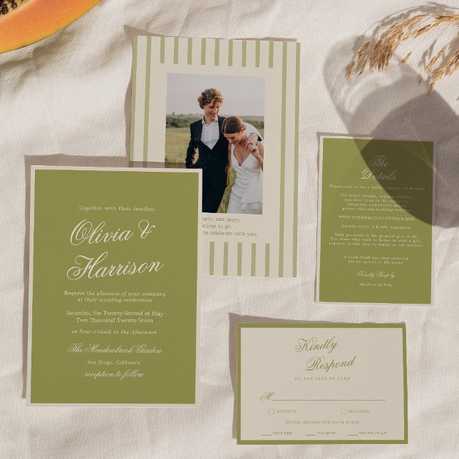 Invitación de boda Olive Green Old Money (Subido por el creador)