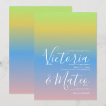 Invitación de boda ombre arcoíris amarillo azul ro