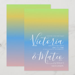 Invitación de boda ombre arcoíris amarillo azul ro