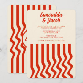 Invitación de boda ondulada de terracota minimalis