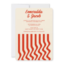 Invitación de boda ondulada de terracota minimalis